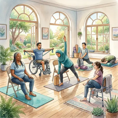 Diverse Adaptive Yoga Painting - Finding Balance with Unique Poses