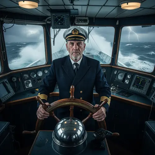 Confident Pilot Navigating Rough Seas