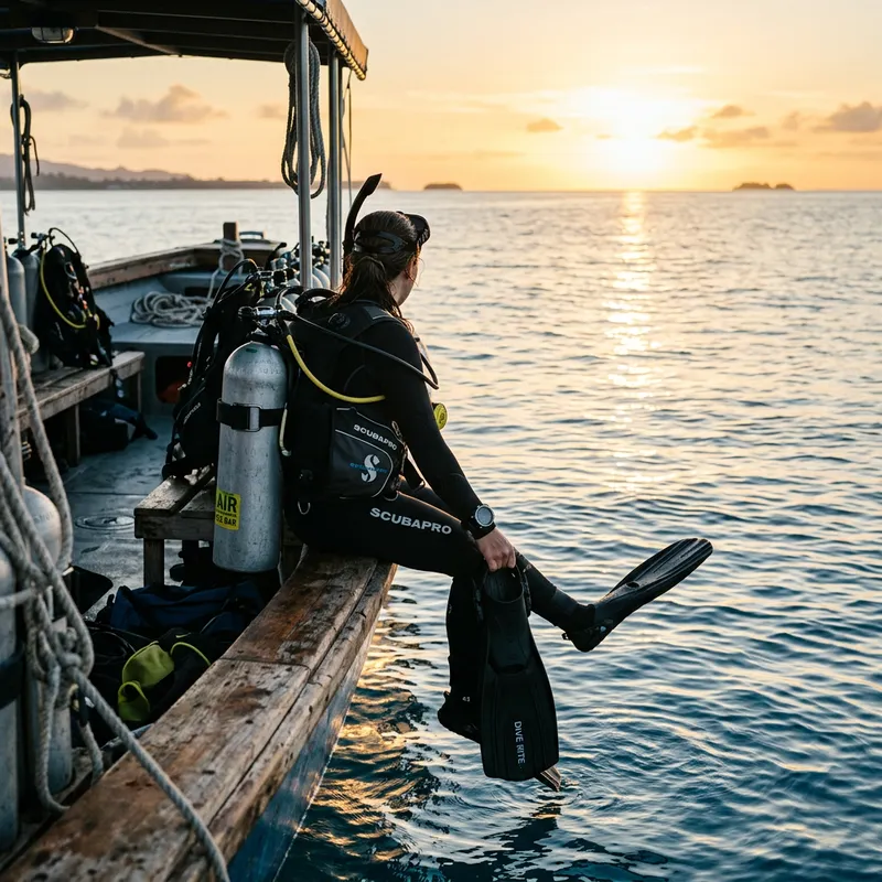 Ready for Adventure: Scuba Diver Boat Dive Prep Ready for Adventure: Scuba Diver Boat Dive Prep