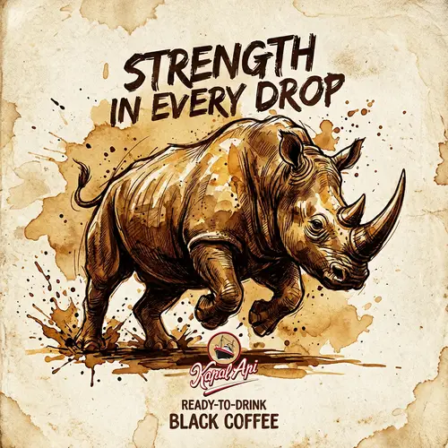 Artistic Rhino Illustration with Coffee Ink