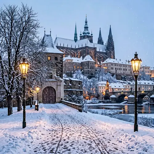 Captivating Winter Scene in Prague | Gothic Castle in Snow