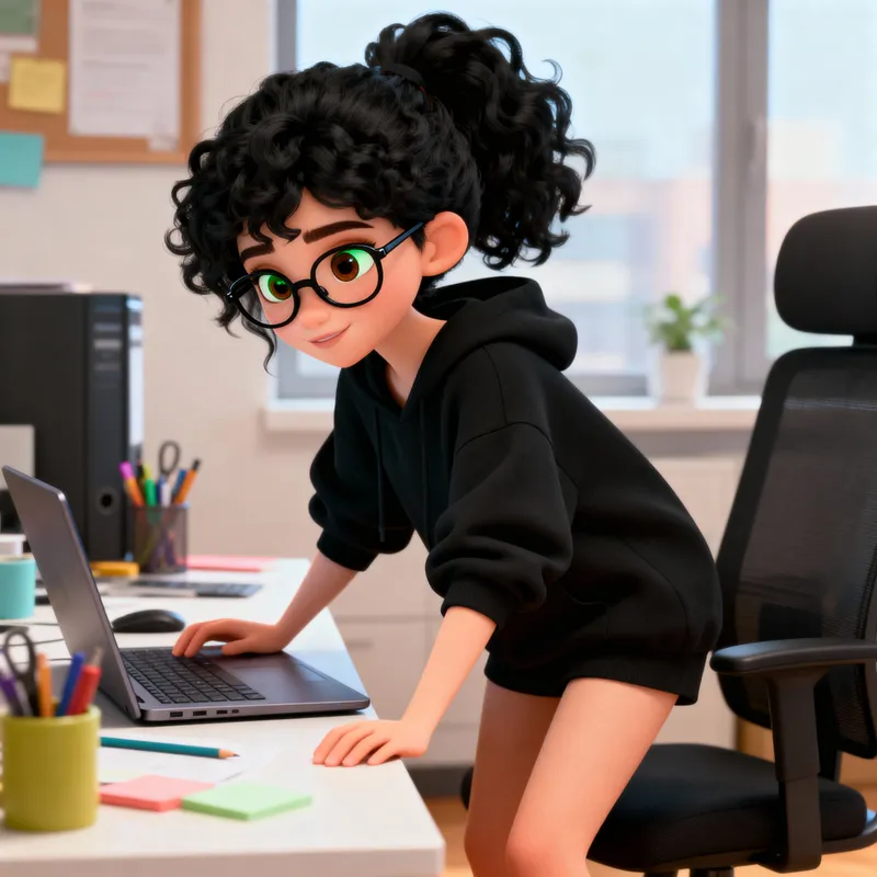 Pixar-Style 3D Animation of a Young Woman