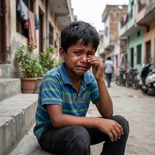 South Asian Boy Crying: Emotional Portraits