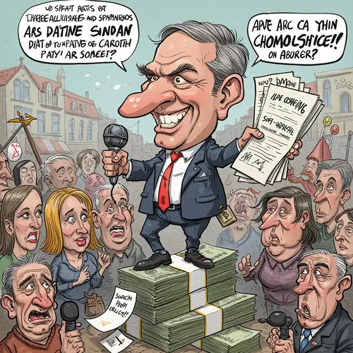 Political Satirical Cartoons with Exaggerated Caricatures