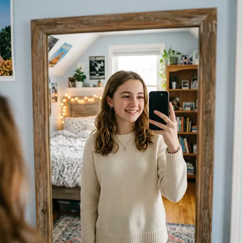16-Year-Old Girl Taking a Stylish Selfie