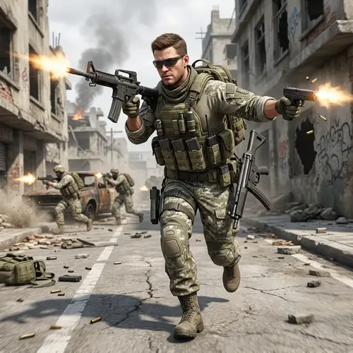 Counter-Strike Caucasian Male Character with Guns Blazing