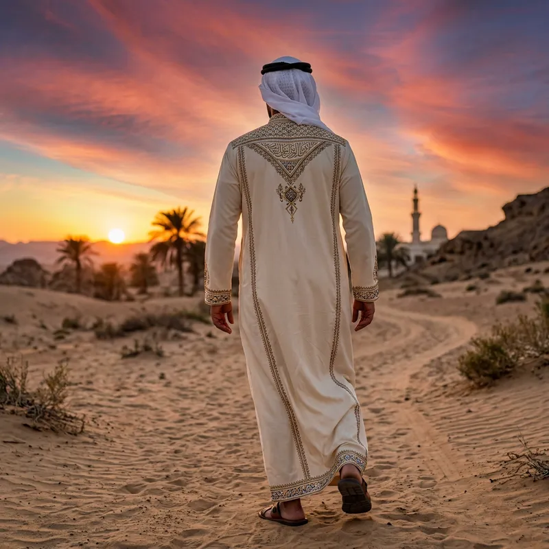Anonymously Elegant Muslim Man in Traditional Thobe | Unique Image