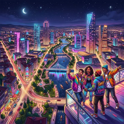 Modern Eskişehir: Vibrant Cityscape Illustration