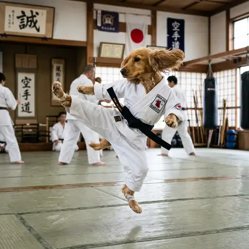 Golden English Cocker Spaniel Martial Arts Training
