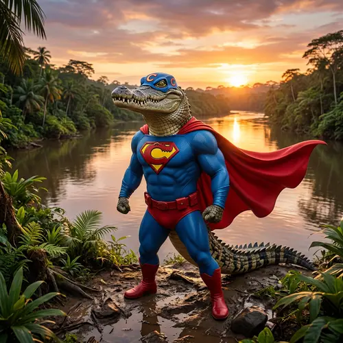 Crocodile Superman | Unique Tropical Rainforest Superhero Pose