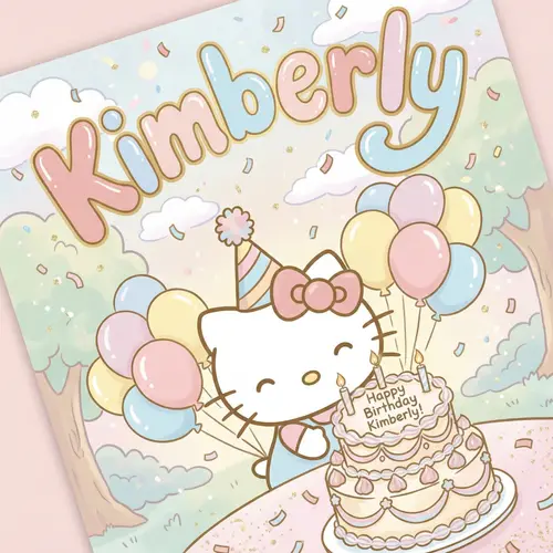 Whimsical Birthday Card for Kimberly | Hello Kitty Design