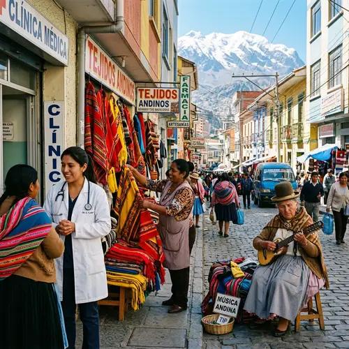 Bolivian Street Scene: Diverse Women in Action