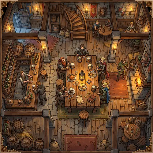 Top Down Game Background: Cozy Pub Setting