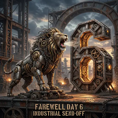 Fierce Roaring Lion Mechanical Farewell Number 6 PNG Artwork