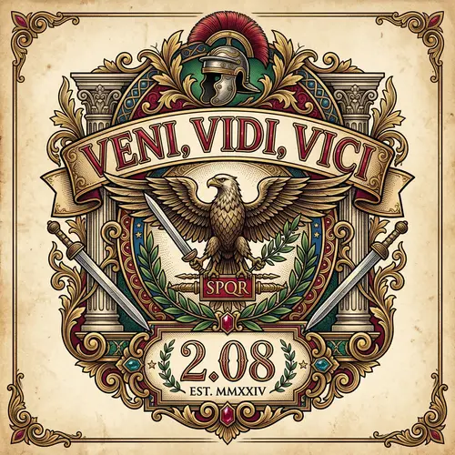 Resilient Roman Tattoo Design with Latin Phrase 'Veni, Vidi, Vici'