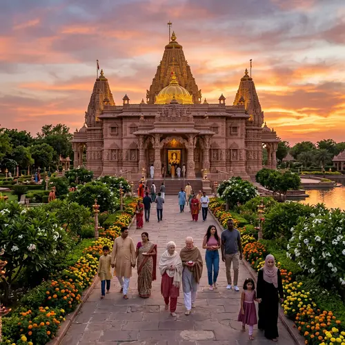Grand Hindu Temple at Vibrant Sunset
