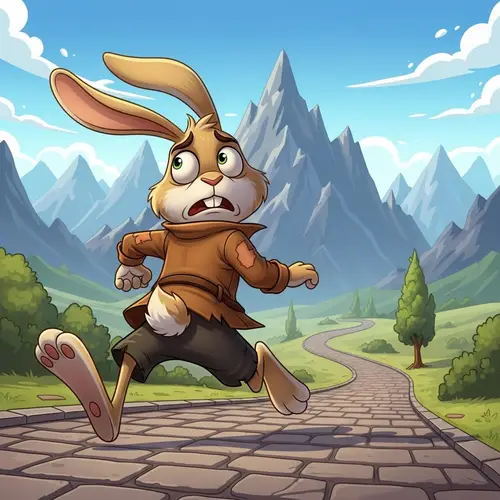 Cartoon Bunny Running on Two Legs - Fun Design