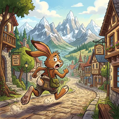 Cartoon Bunny Running on Two Legs - Fun Design