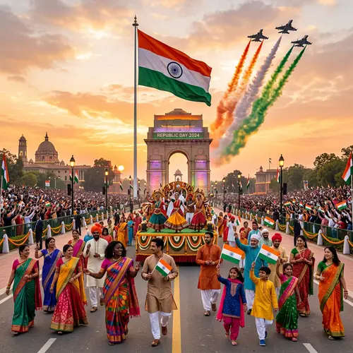 Celebration of Indian Republic Day - Diverse Cultural Parade Scene