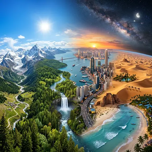 Panoramic World Landscapes: Snowy Mountains, Forests, Deserts & More