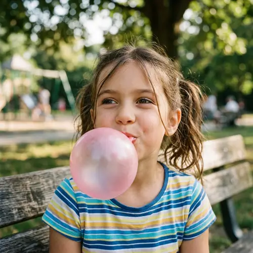 Girl Blowing Bubble Gum Bubble