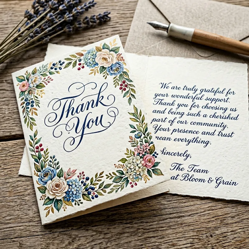 Elegant Thank You Cards for Our Cherished Customers