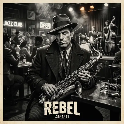 Vintage 70s Noir Gangster Music Art