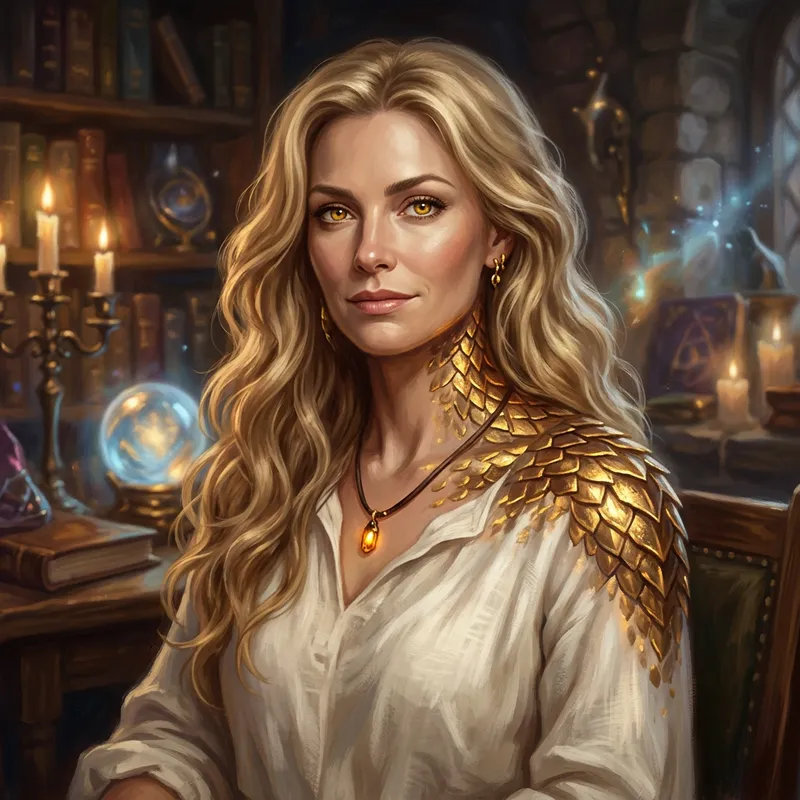 Mystical Fantasy Portrait of a Golden-Scaled Woman Mystical Fantasy Portrait of a Golden-Scaled Woman