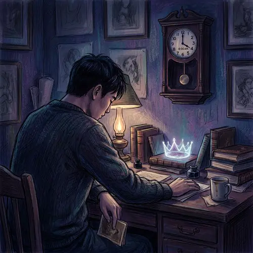 Lofi Digital Art: Melancholy in a Late-Night Room