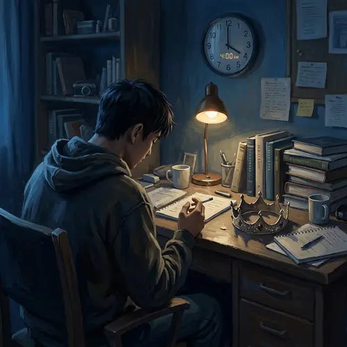 Melancholic Digital Painting of a Young Man at 4 AM