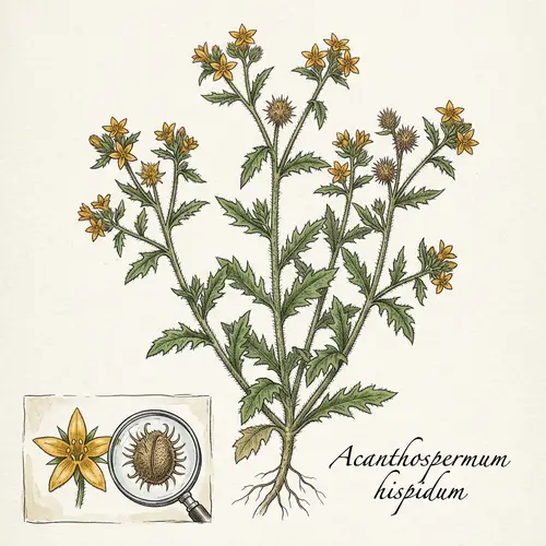 Acanthospermum hispidium Botanical Illustration