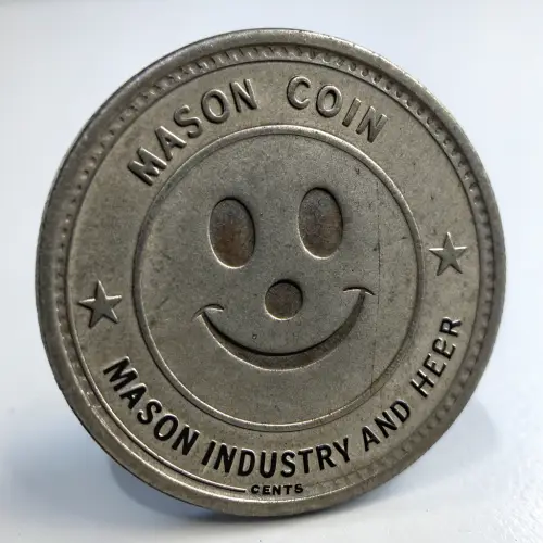 Mason Coin - 50 Cents with Smiley Face