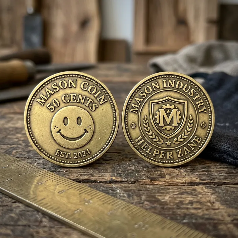 Mason Coin - 50 Cents with Smiley Face Mason Coin - 50 Cents with Smiley Face
