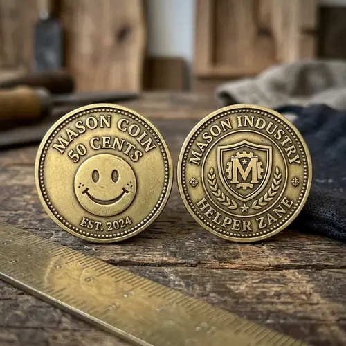 Mason Coin - 50 Cents with Smiley Face