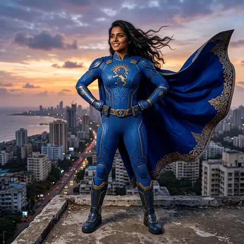 Superhero Woman Blue Costume: Empowering South Asian Superhero
