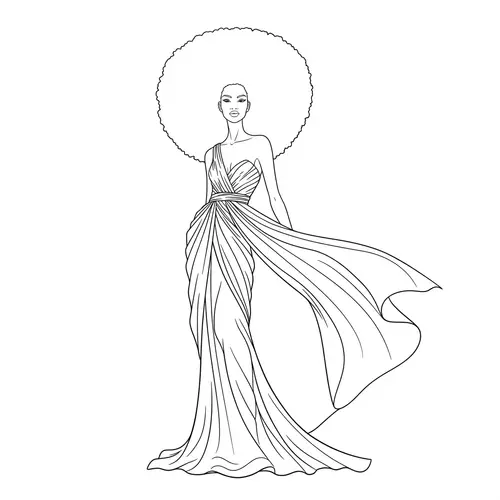 Black & White Fashion Coloring Page for Adults