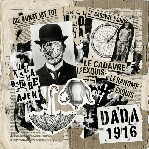 Dadaism Artwork: Abstract Forms and Surreal Images