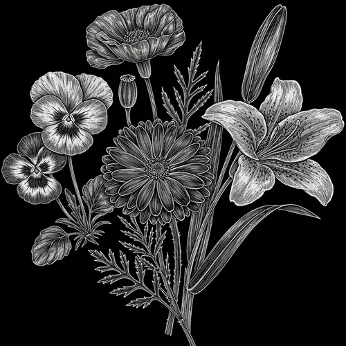 Elegant Vertical Flower Bouquet with Violet & Marigold