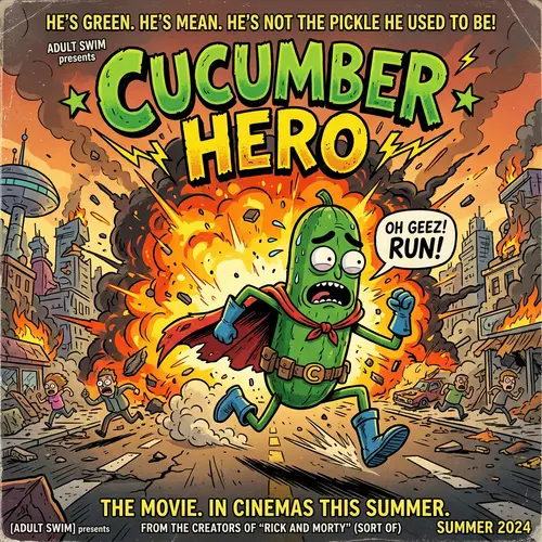 Cucumber Hero Movie Poster: Cartoon Adventure Awaits