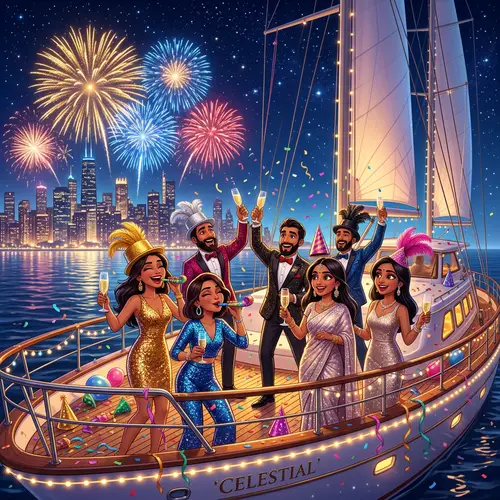 Luxurious New Year's Celebration on Sailing Yacht | Diverse Party Atmosphere