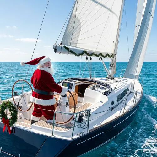 Festive Christmas Figure on Sailing Yacht