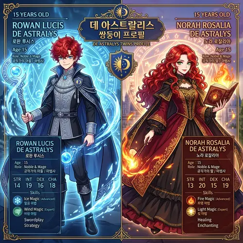 Enchanting Twin Mages: Norah & Rowan Character Sheet