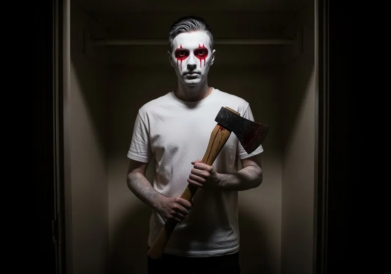 Creepy Closet Scene with Axe - Scary Art