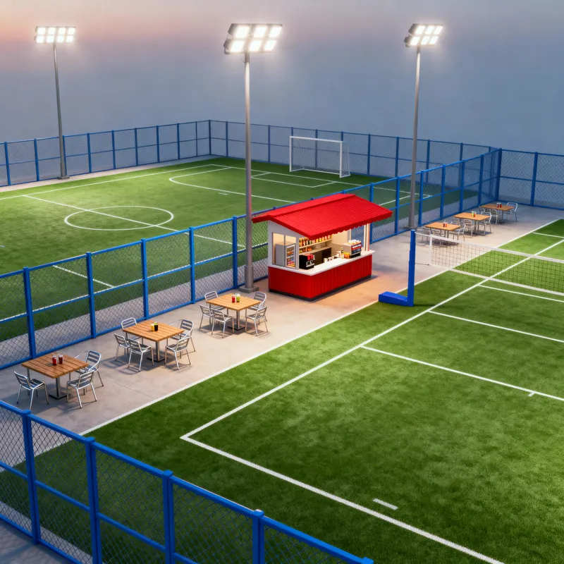 3D Design of Futsal & Volleyball Courts with Amenities