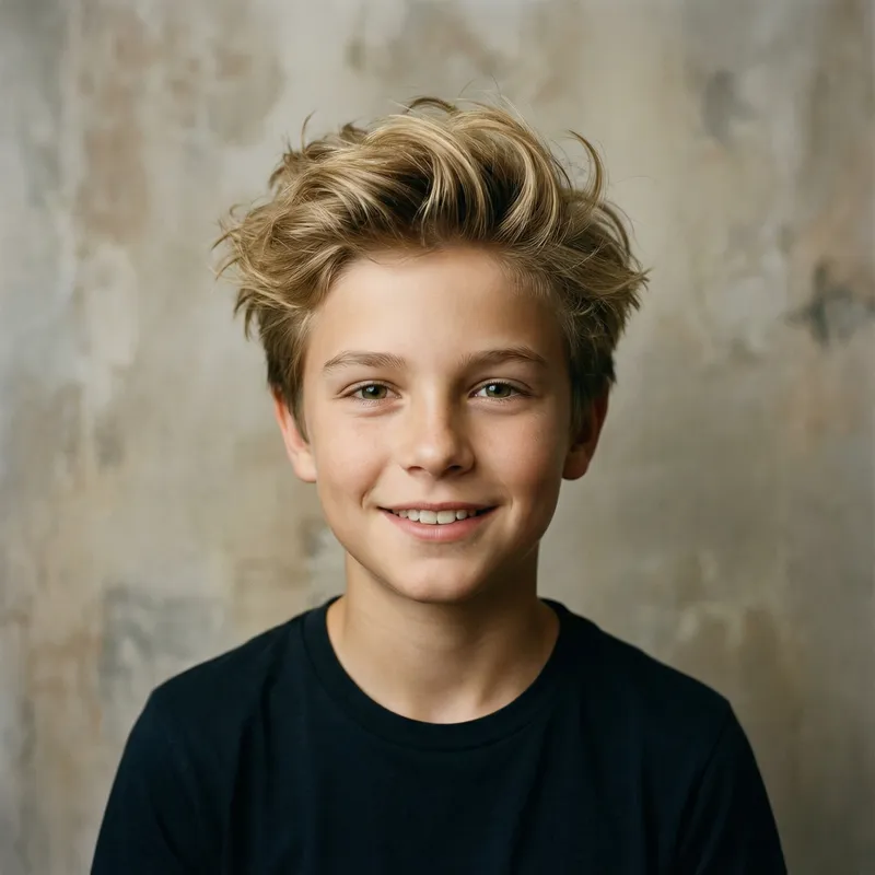 Confident 13-Year-Old Boy Portrait with Blond Hair