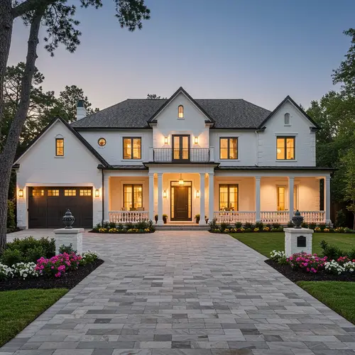 Luxury 2-Story White and Black Home with Garage