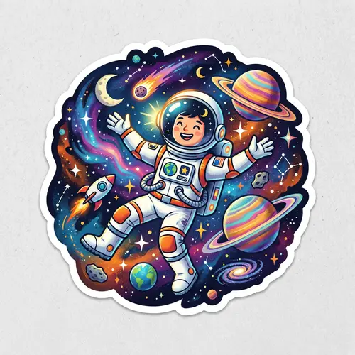 Astronaut Cosmic Elements Sticker