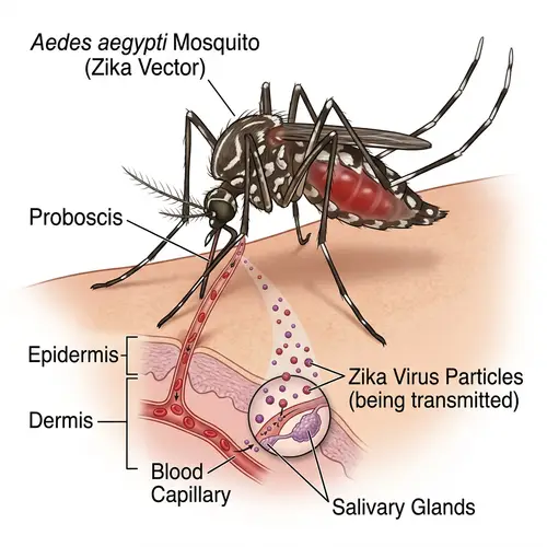 Zika Mosquito Biting Illustration