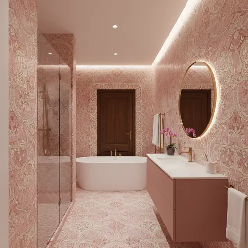 Elegant Pink Mosaic Bathroom Design Ideas