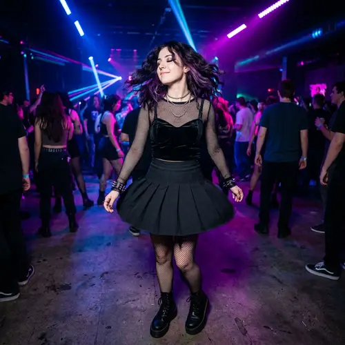 Sexy Gothic Girl in Neon Nightclub Fashion
